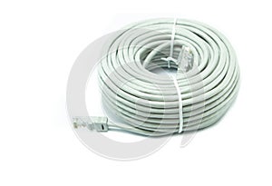 LAN cable network on white