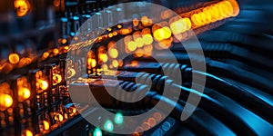 lan cables, ethernet network cables data connection in hub plug internet, Generative ai