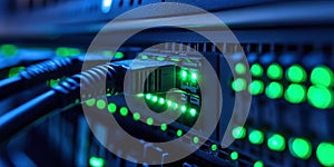 lan cables, ethernet network cables data connection in hub plug internet, Generative ai