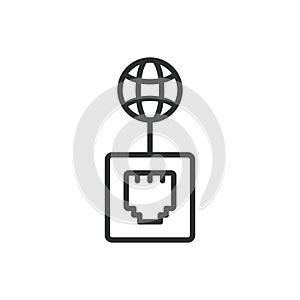 LAN internet connection, icon in line design. LAN, internet, connection, network, cable, Ethernet, online on white photo