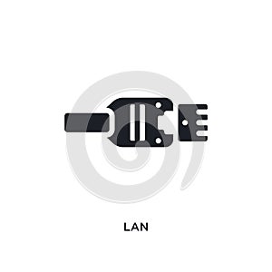 lan isolated icon. simple element illustration from electrian connections concept icons. lan editable logo sign symbol design on