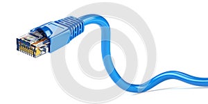 LAN network connection ethernet cable. Internet cord RJ45 isolated on white background. 3d