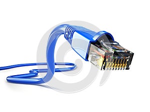 LAN network connection Ethernet RJ45 cable. photo