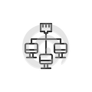 LAN Network Connection line icon