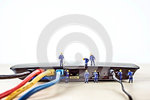 Lan network installation. Technology concept