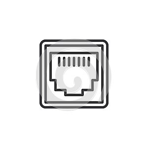 LAN network port line icon