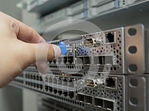 Lan utp cable plug in network switch