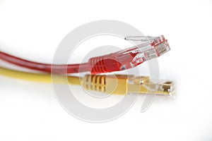 LAN Yellow and red Cat 5 Wire cable