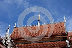 Lana style roof of Wat in Chiang Mai photo