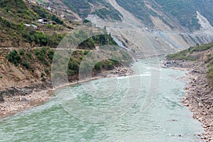 Lancang River. a famous Tibetan village of Diqing, Yunnan, China.