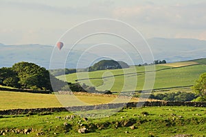 Lancashire hills, hot air balloon photo