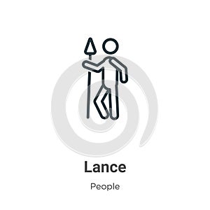 Lance outline vector icon. Thin line black lance icon, flat vector simple element illustration from editable people concept