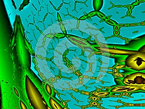 Lancet-shaped algae chains photo