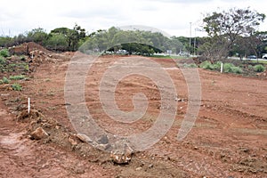 Land being cleared out for the construction of a new road photo