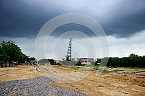 Land for Building Manufacture Construction Site with Stormy Clou