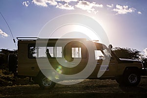 Land cruiser Toyota Van Vehicle parked on the road shoulder in Narok County Kenya East African