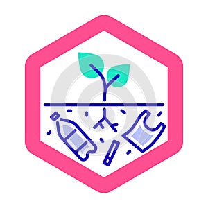 Land degradation black line icon. Ecological disaster. Isolated vector element. Outline pictogram for web page, mobile app, promo
