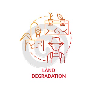 Land degradation red gradient concept icon