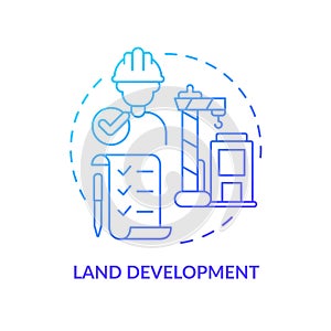 Land development blue gradient concept icon