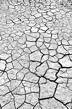 Land with dry and cracked ground. Desert, global w photo