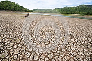 Land with dry and cracked ground because dryness global warming