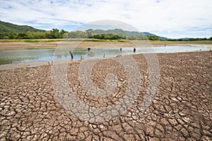 Land with dry and cracked ground because dryness global warming