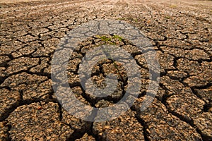 Land during the dry season The parched land and the hot sun. Impact of Global Warming in Southeast Asia