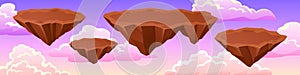 Land island floating in pink sky game illustration