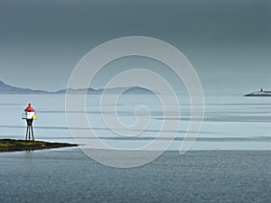 Land marker buoy in norway sea