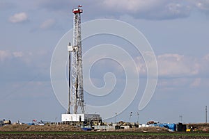 Land oil and gas drilling rig in oilfield