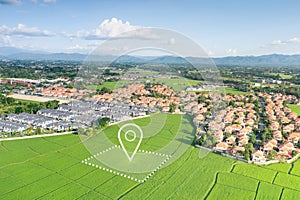 Land plot in aerial view.