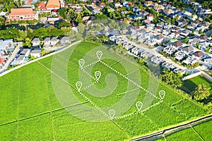 Land plot in aerial view for development or investment