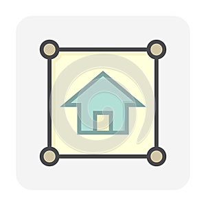 Land plot and house vector icon in top view. 64x64 pxixel.