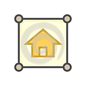 Land plot and house vector icon in top view. 64x64 pxixel.