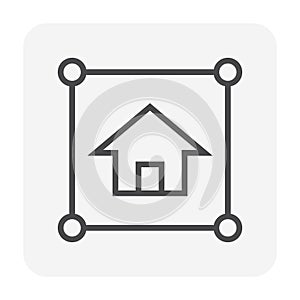 Land plot and house vector icon in top view. 64x64 pxixel.