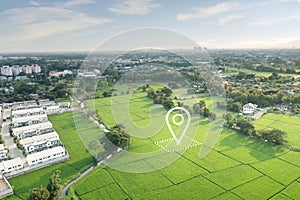 Land plot and identify registration symbol in aerial view