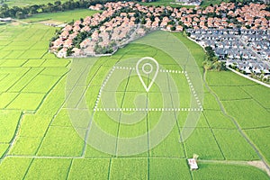 Land plot and identify registration symbol in aerial view
