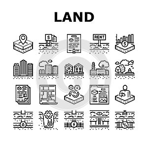 Land Property Business Collection Icons Set Vector