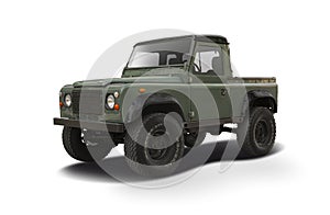 Land Rover classic SUV car isolated on white background