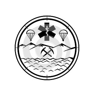 Land Sea Air Rescue Icon Sign Symbol Black and White