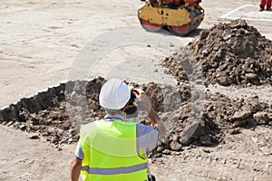 Land surveying. Construction site.