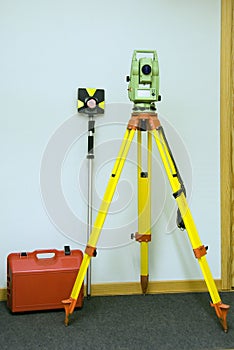 Land surveying and prism photo