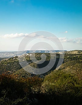 Landascape of Mountains nearby Paphos in summer