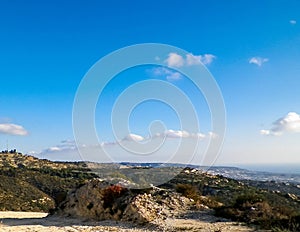 Landascape of Mountains nearby Paphos in summer