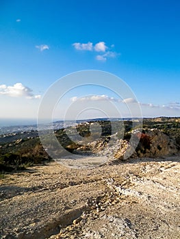 Landascape of Mountains nearby Paphos in summer