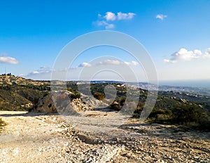 Landascape of Mountains nearby Paphos in summer