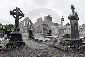 Landascapes of Ireland.  Cemetery of Cong abbey in Galway county photo