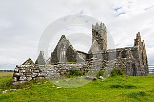 Landascapes of Ireland.  Ruins of Friary of Ross in Galway county photo