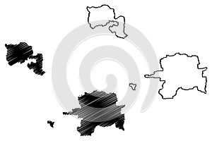 Landau city Federal Republic of Germany, State of Rhineland-Palatinate, Urban district map vector illustration, scribble sketch