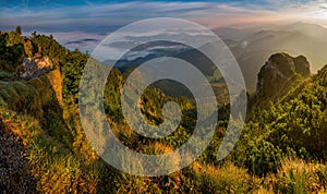 Landcape of mountain at sunset panorama, autumn landscape with The Velky Choc photo
